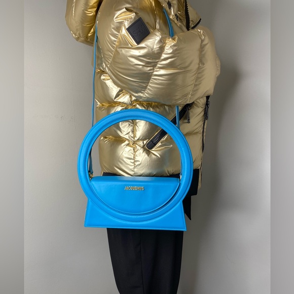 Jacquemus Le Grand Rond (LARGE ROUND) Blue Leather Bag NWT & Authentic - Picture 7 of 17
